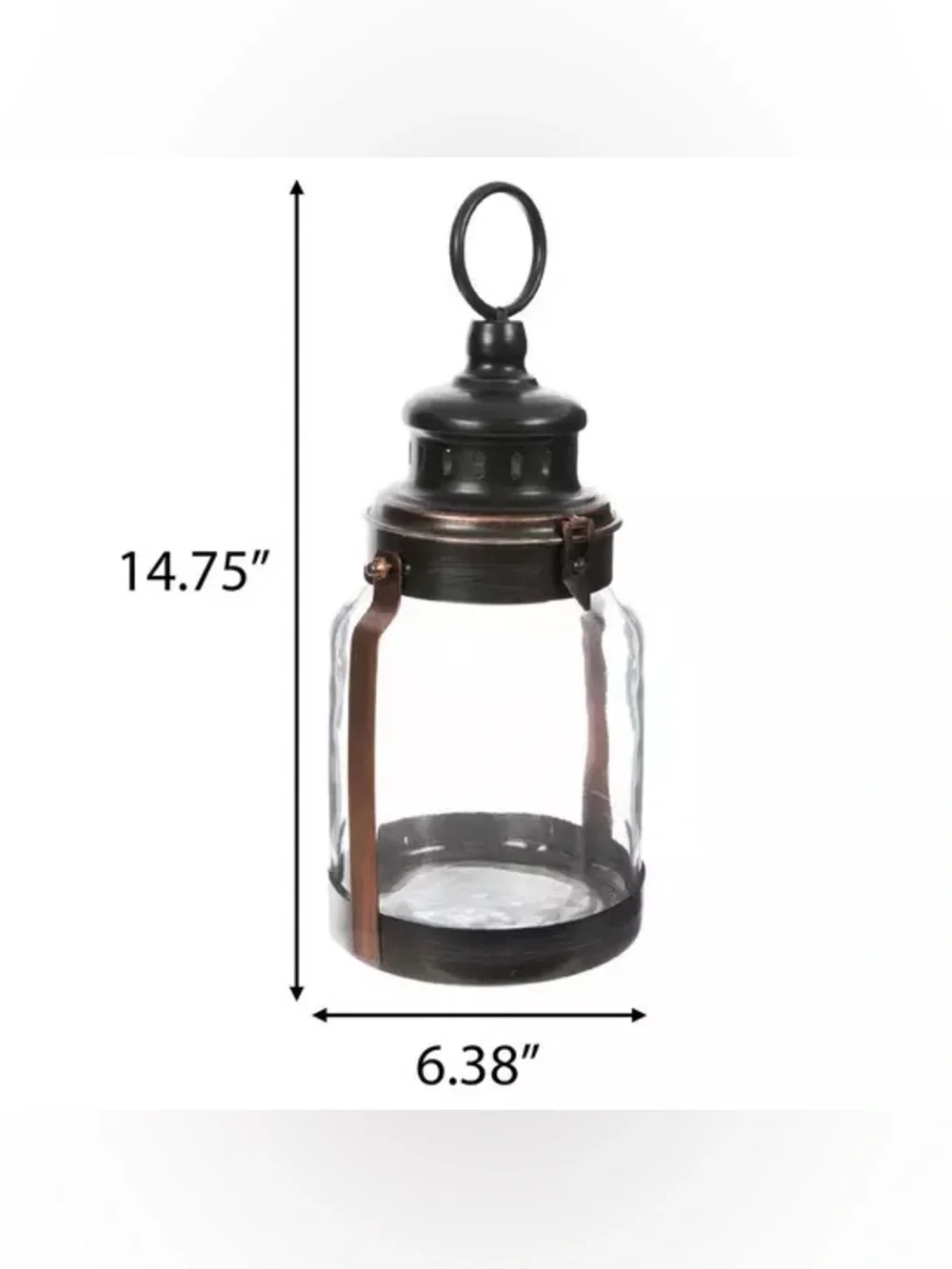 Black & Copper Round Metal Lantern